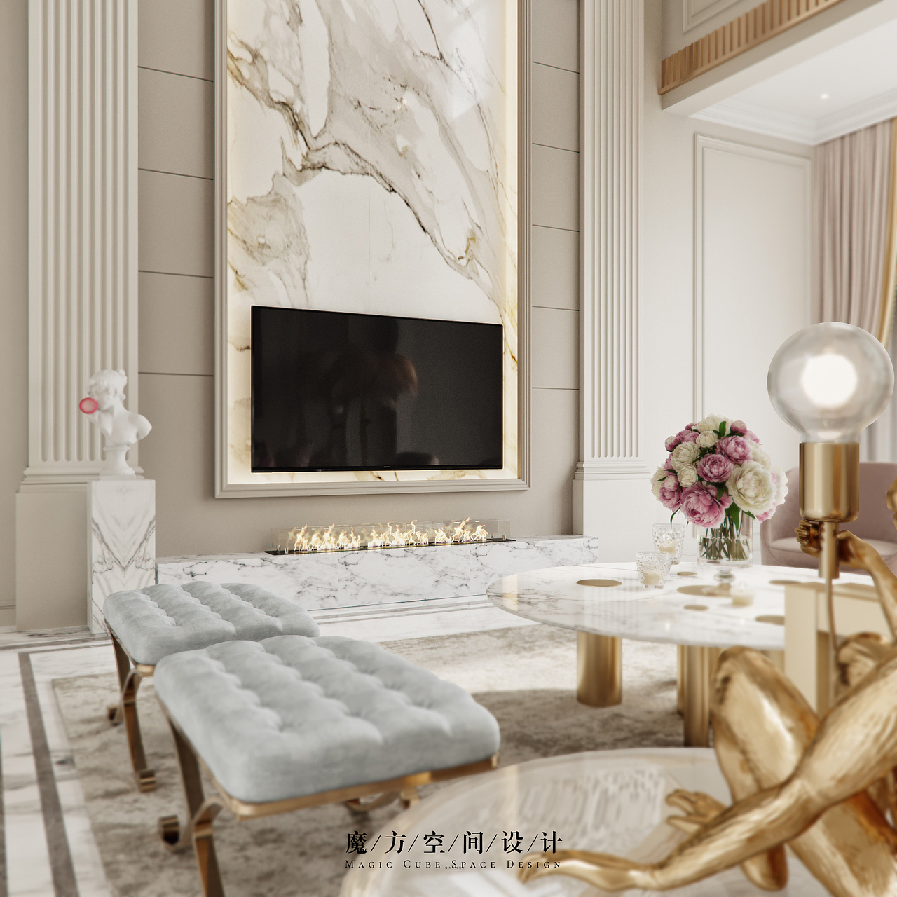 【魔方】法式轻奢•贵州遵义别墅项目（图ZMjE2NzMxOTc2） - 家装设计 - 站酷设计师魔方空间设计原创素材 - 站酷ZCOOL