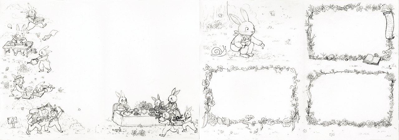 《兔子日记》作画步骤构思（图ZMjM5ODEzODgw） - 绘本 - 站酷设计师晓茑原创素材 - 站酷ZCOOL