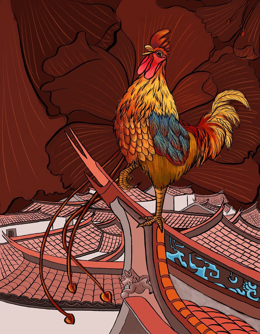 一张为电影节绘制的海报《金鸡破晓》北京/插画师/2年前/33浏览九的n