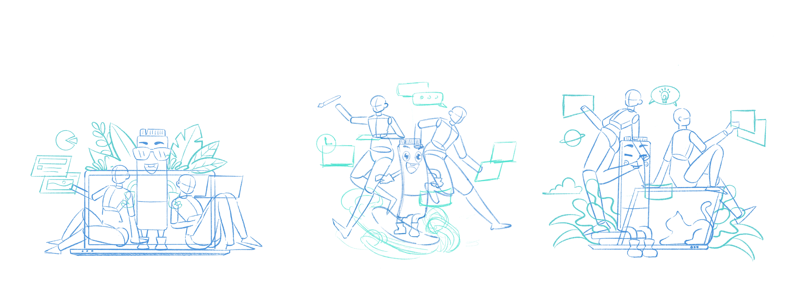 西部数据ip延展插画-“蓝盘友伴我左右”