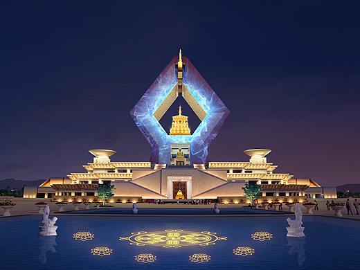 法门寺合十舍利塔投影效果，建筑投影设计素材效果概览
