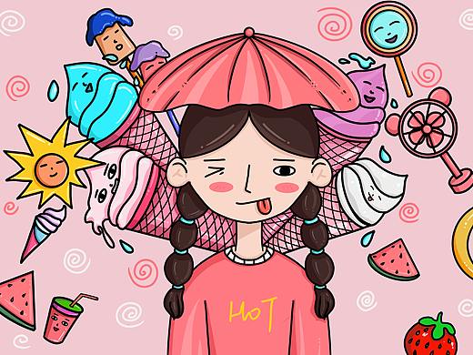 儿童插画可爱冰淇淋插图