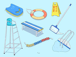 游泳馆主题插画