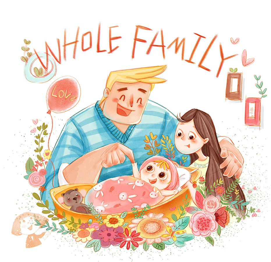 一家人|插画|商业插画|丸子1015 - 原创作品 - 站酷 (zcool)