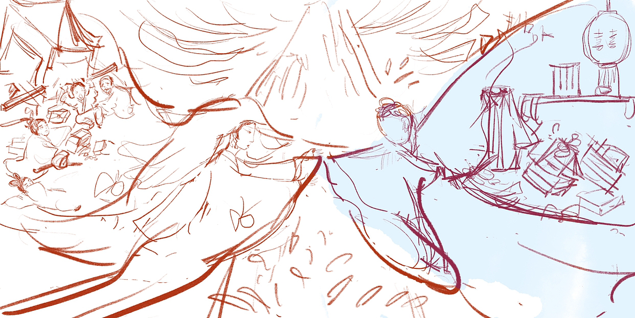 梁山伯与祝英台#国风插画3绘本3西安木丁插画