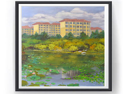 几年没画油画，写生一张悦容公园