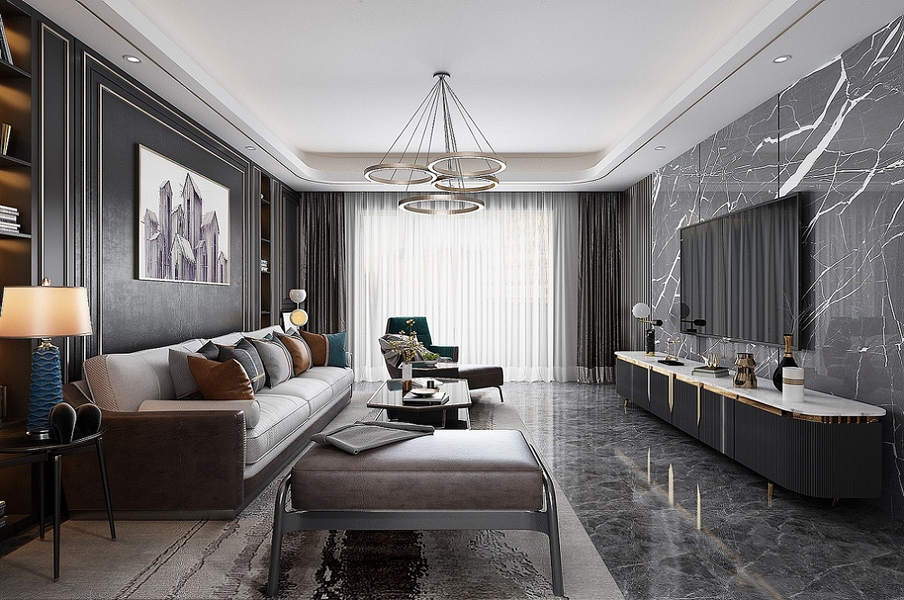 现代高级灰轻奢客餐厅_张美丽效果图-站酷zcool