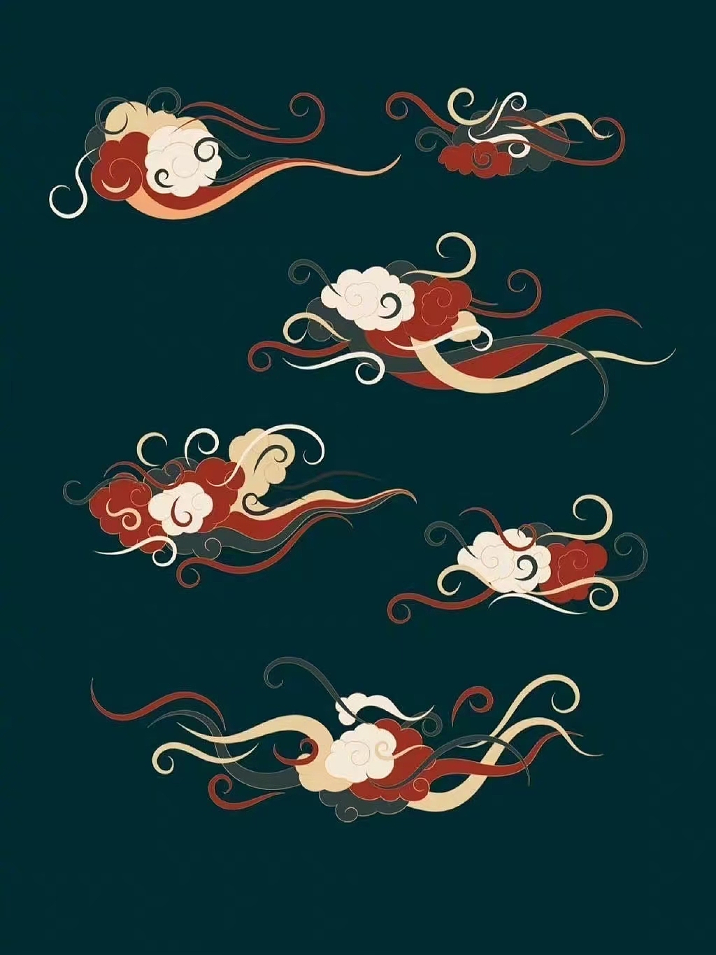 一组国潮敦煌系列元素插画