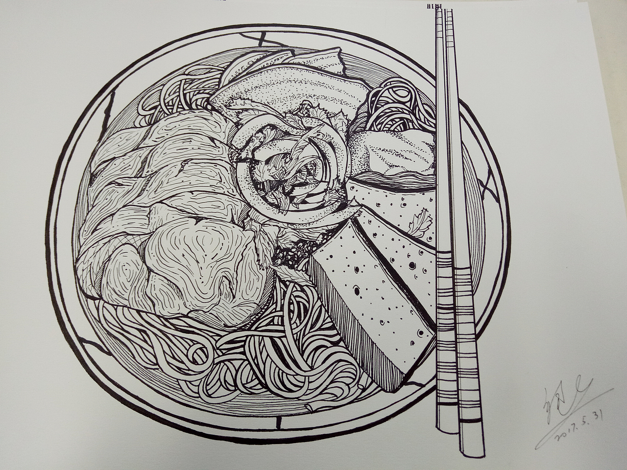 黑白插画舌尖上的中国