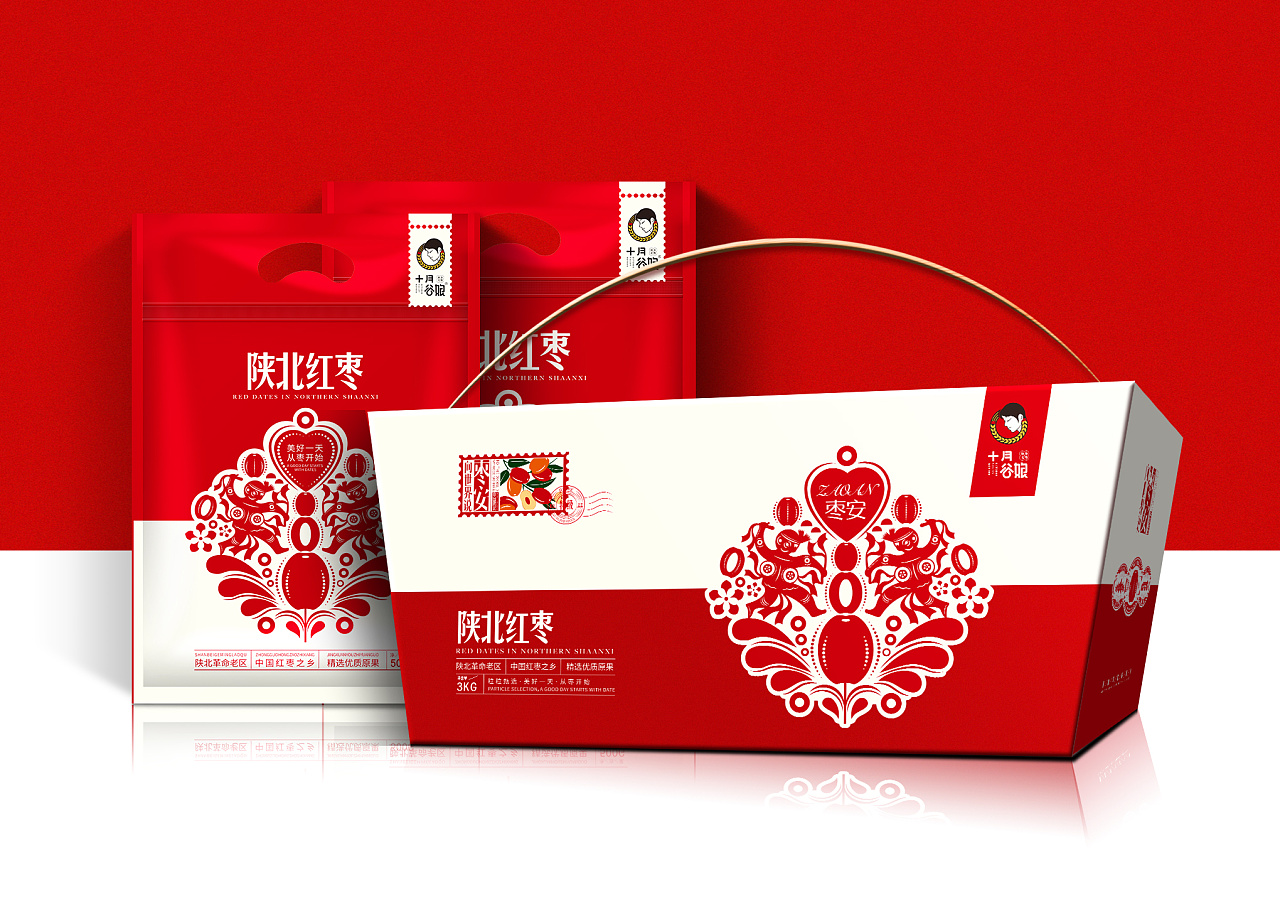 十月谷娘 - 陕北红枣包装设计