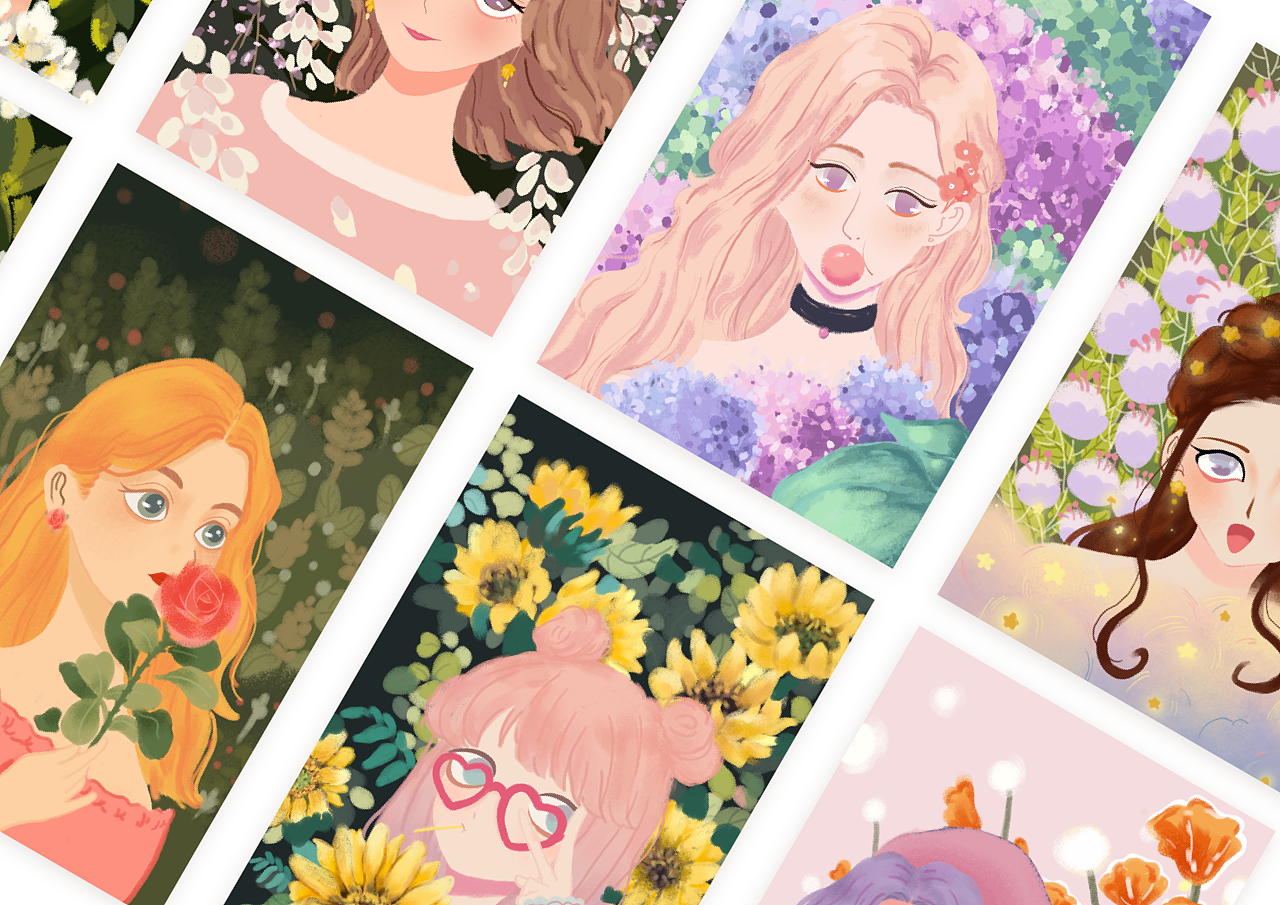 夭夭邻家子,百花装首饰