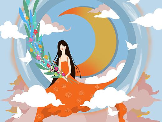 插画-月亮女