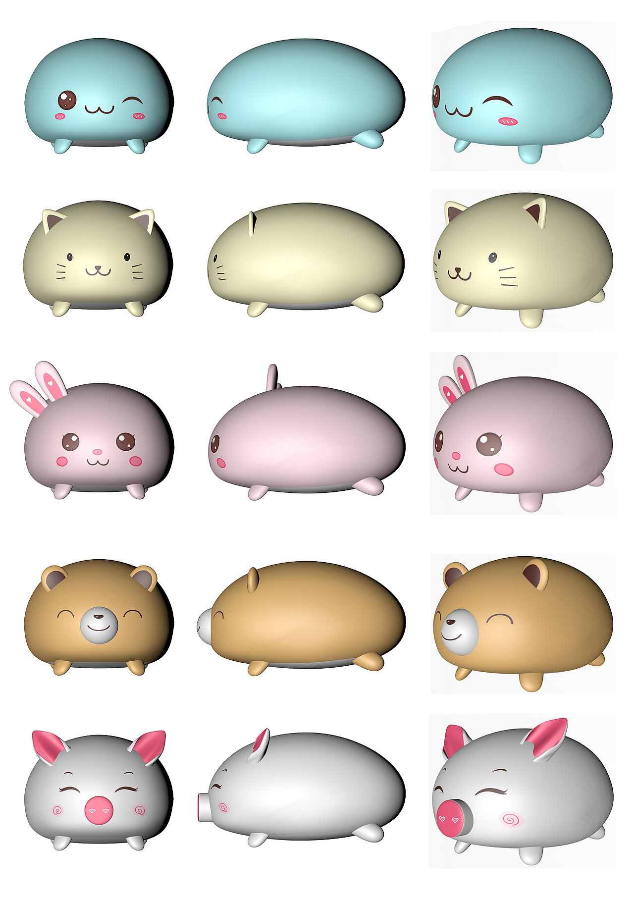 3D卡通动物 小猫 小猪 小熊 小兔 小纯一家