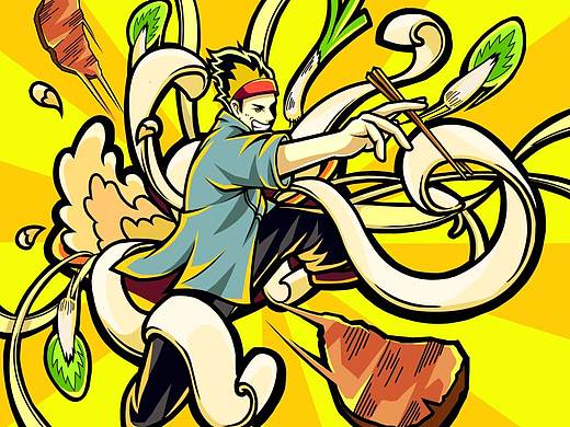 张老炝烩面外卖包装插画