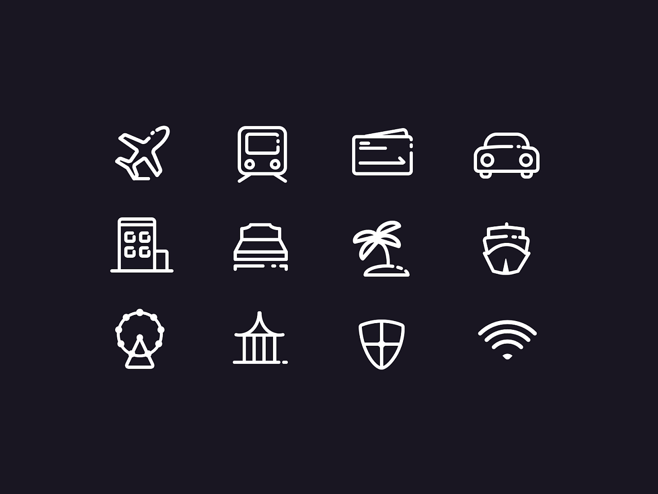 旅游出行图标一组