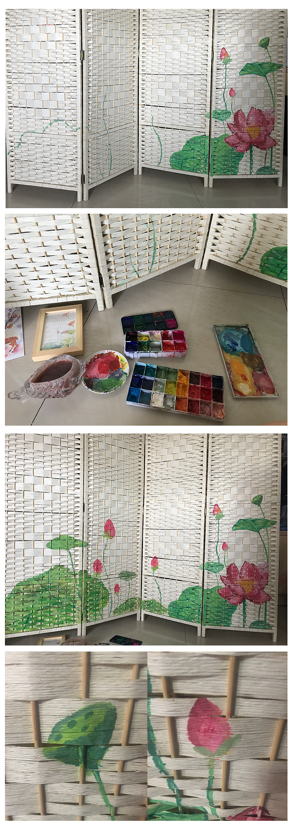 手绘荷花屏风（图ZMTg1MzE1Njg4） - 创作习作 - 站酷设计师嗨逗儿原创素材 - 站酷ZCOOL