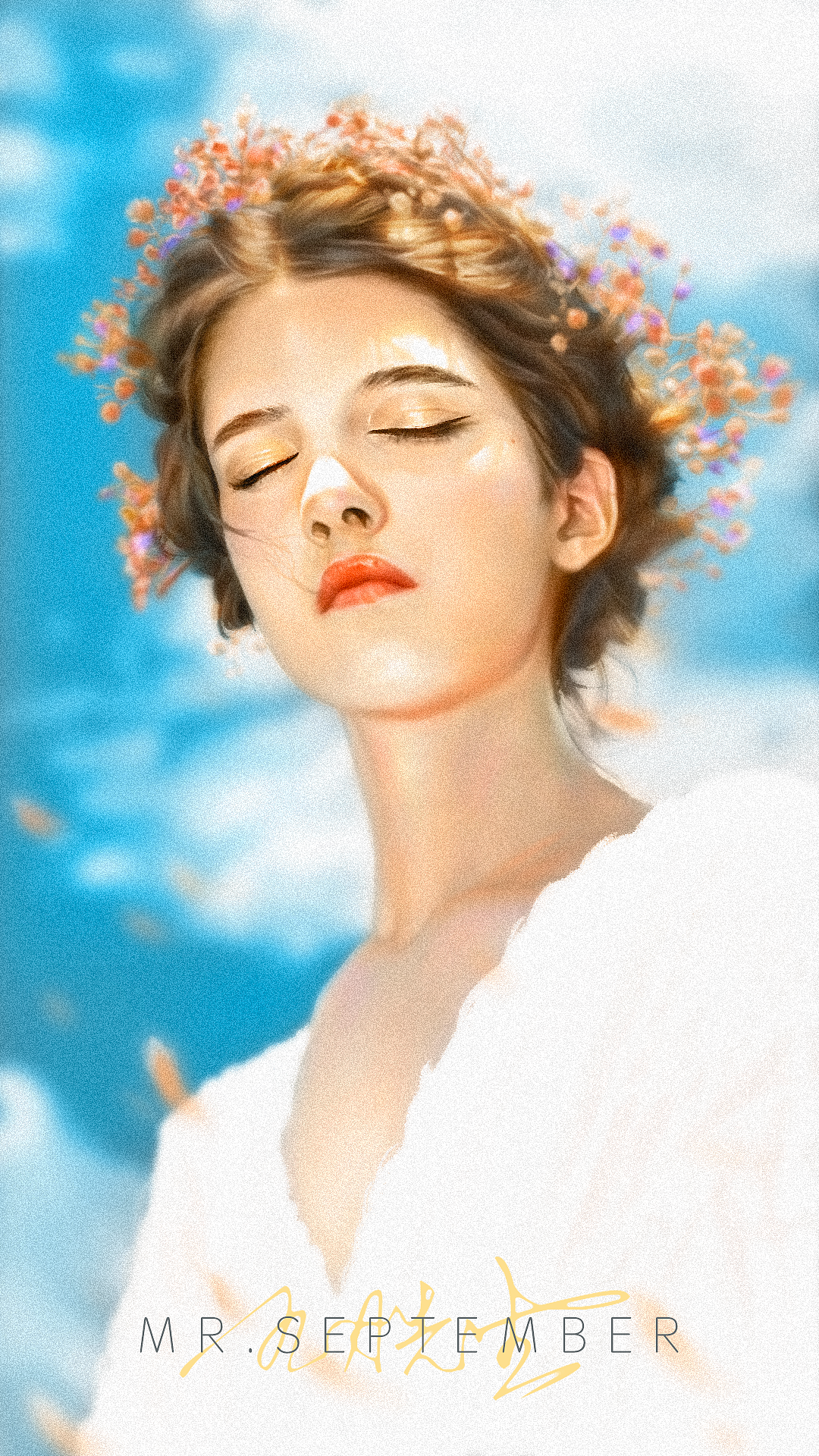 夏日晴空小人物插画