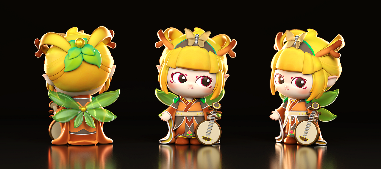 身体部分为普通涂装,渐变涂装,部分珠光,身上缎带丝巾部分,头顶蝴蝶翅膀,角色身后翅膀为透明件渐变涂装