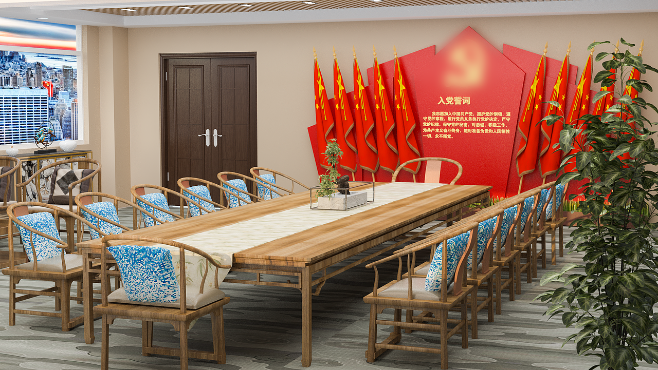 古典中式党员活动室（图ZMjM4ODAzNDYw） - 建筑/空间 - 站酷设计师睡神也是神原创素材 - 站酷ZCOOL