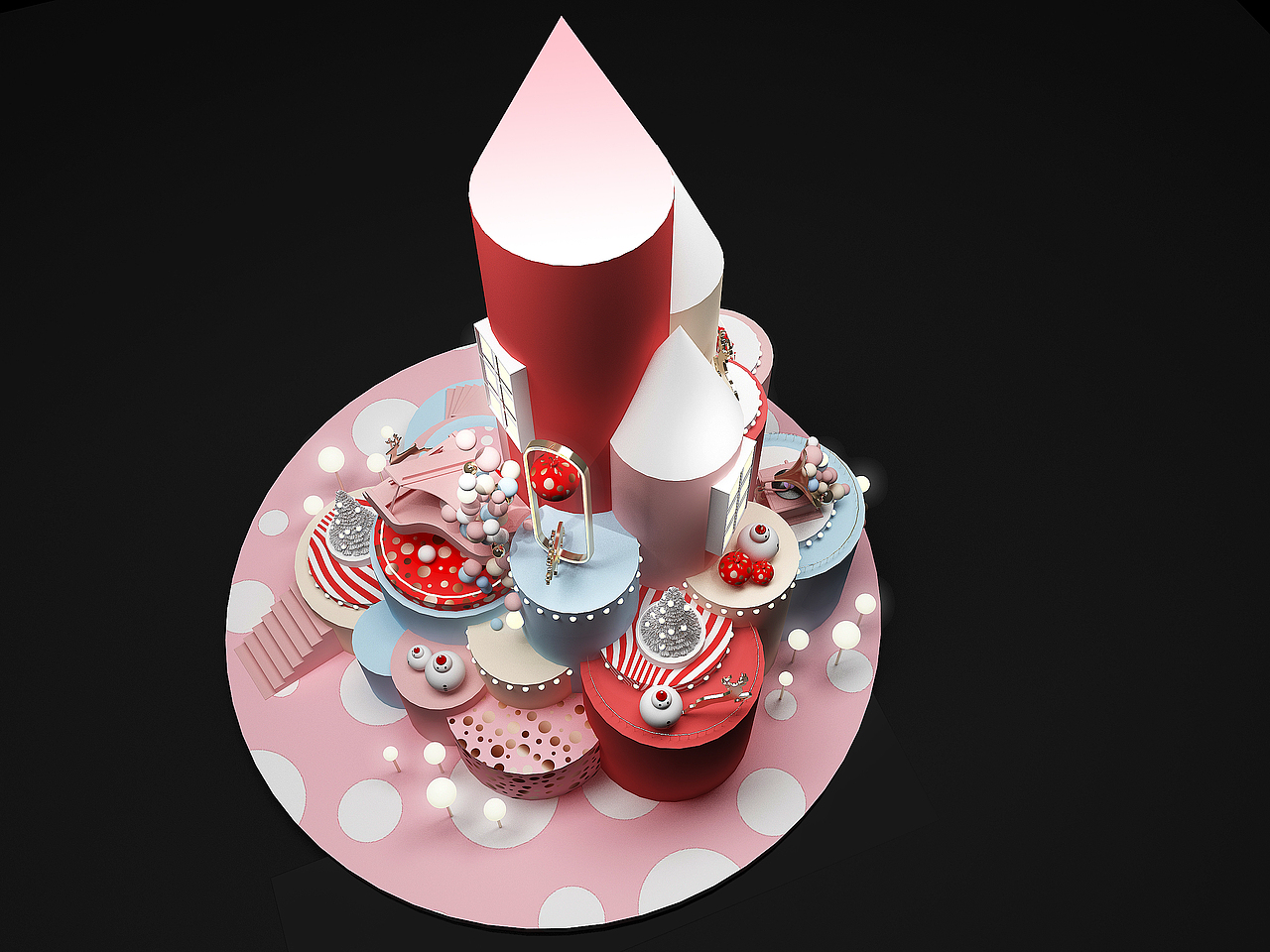 通过顶视图展示顾客在二楼以上看到的细节