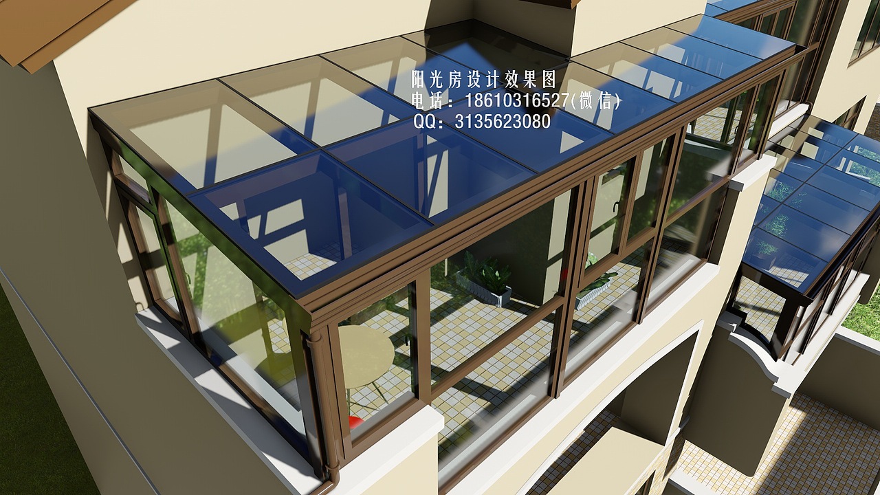 D9113断桥铝门窗阳光房设计效果图