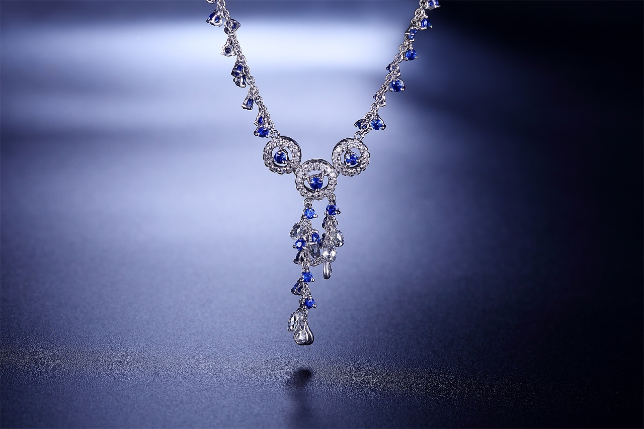 欧美时尚经典海洋之心蓝色爱心水晶项链 高档水晶吊坠 830166-阿里巴巴
