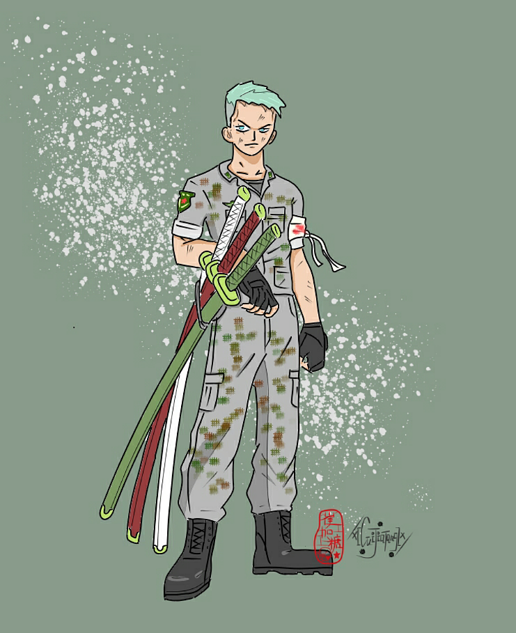 海贼+迷彩mix动漫插画（图ZMTMyODU5Njg0） - 新锐潮流插画 - 站酷设计师崔加糖原创素材 - 站酷ZCOOL