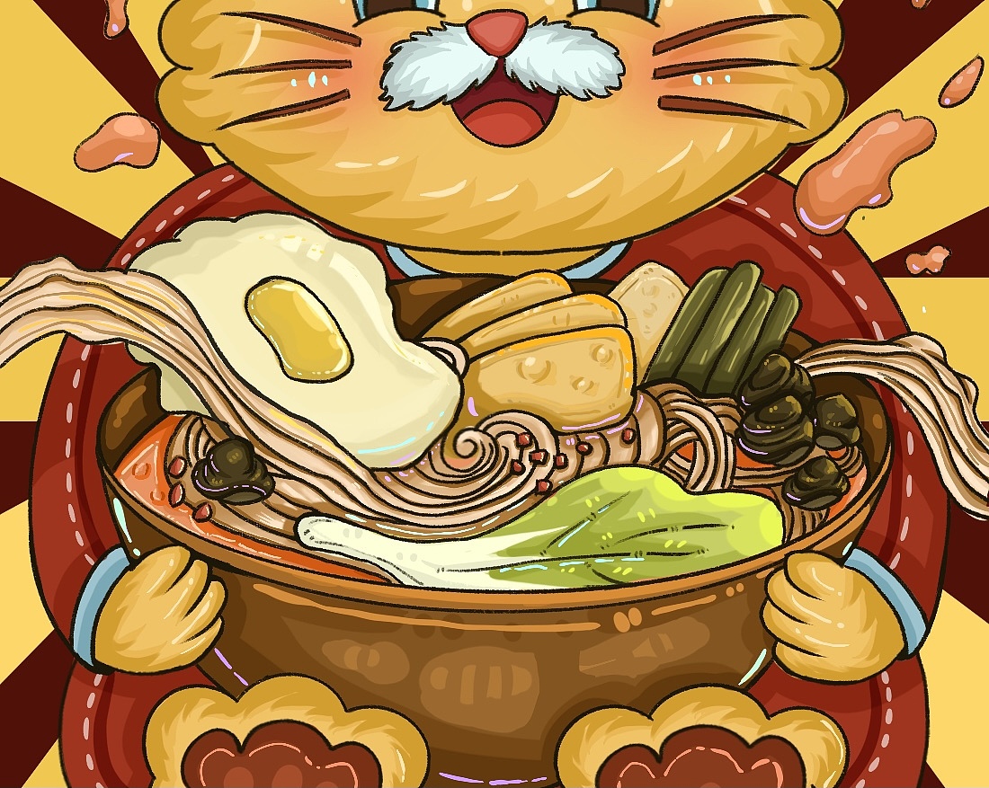 螺狮粉虎年插画