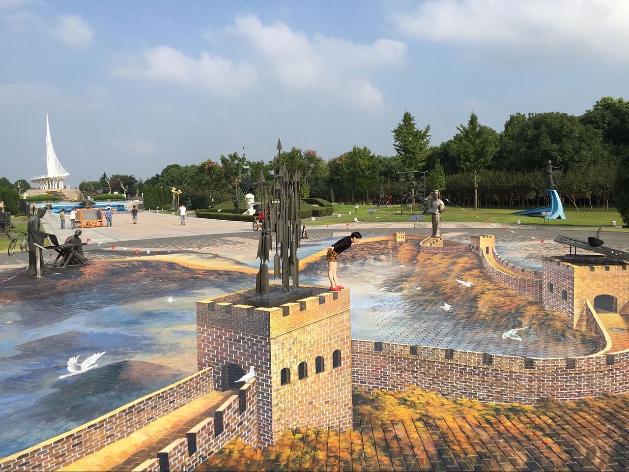 南京馬良地面立體畫作品【智慧大道鑄造鋼鐵長城】（圖ZMTgyODEzMTU2） - 新銳潮流插畫 - 站酷設(shè)計師馬良藝術(shù)原創(chuàng)素材 - 站酷ZCOOL