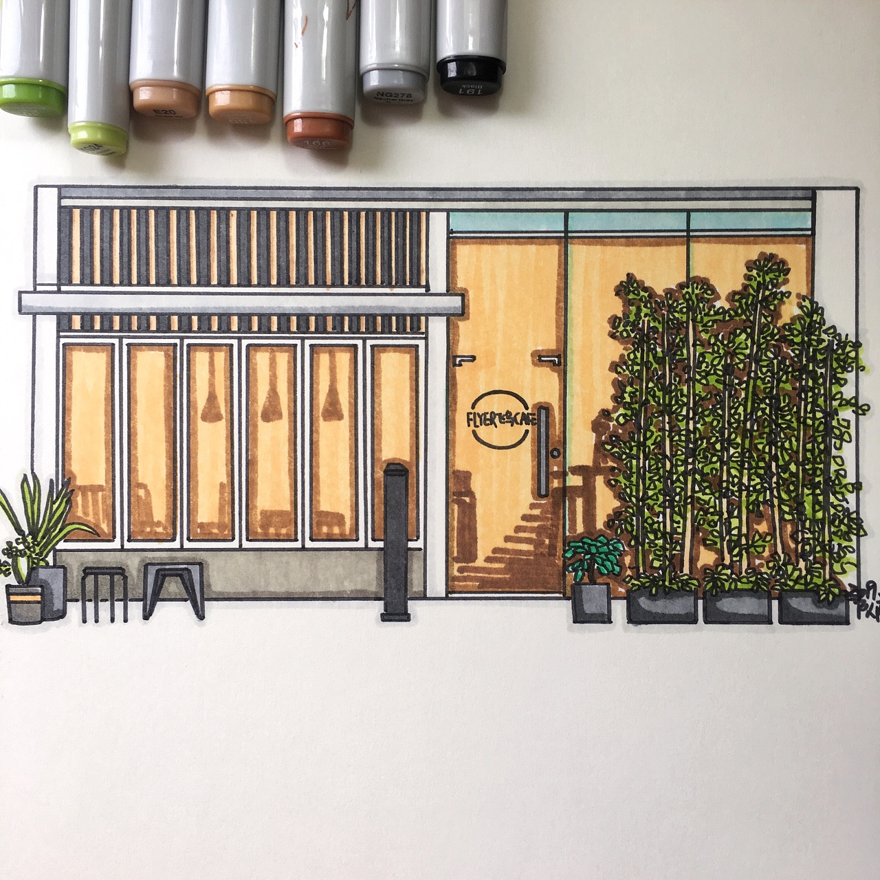 【杭州手绘】咖啡厅设计手绘表现 - 环艺室内手绘表现