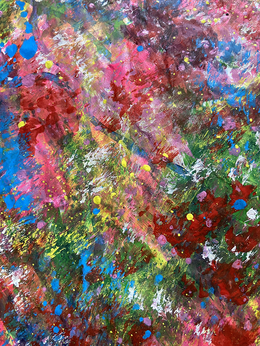 刘勇良抽象彩墨作品“色彩的摇滚”及局部