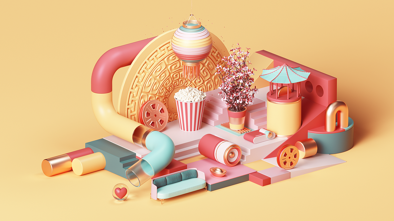 第一个C4D作品，临摹Peter设计（图ZMTUwODkxOTY4） - 场景 - 站酷设计师Megamindd原创素材 - 站酷ZCOOL
