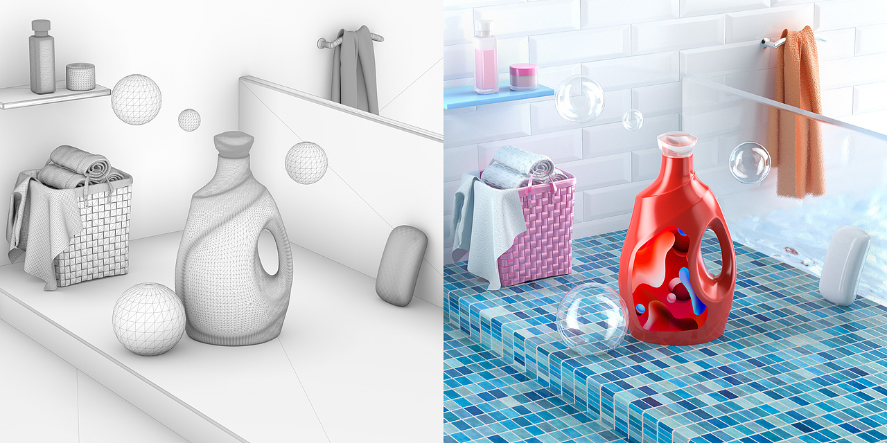 洗衣液建模渲染 练习（图ZMjYwMzI0MjA0） - 产品 - 站酷设计师双鸭山的牛小宇原创素材 - 站酷ZCOOL