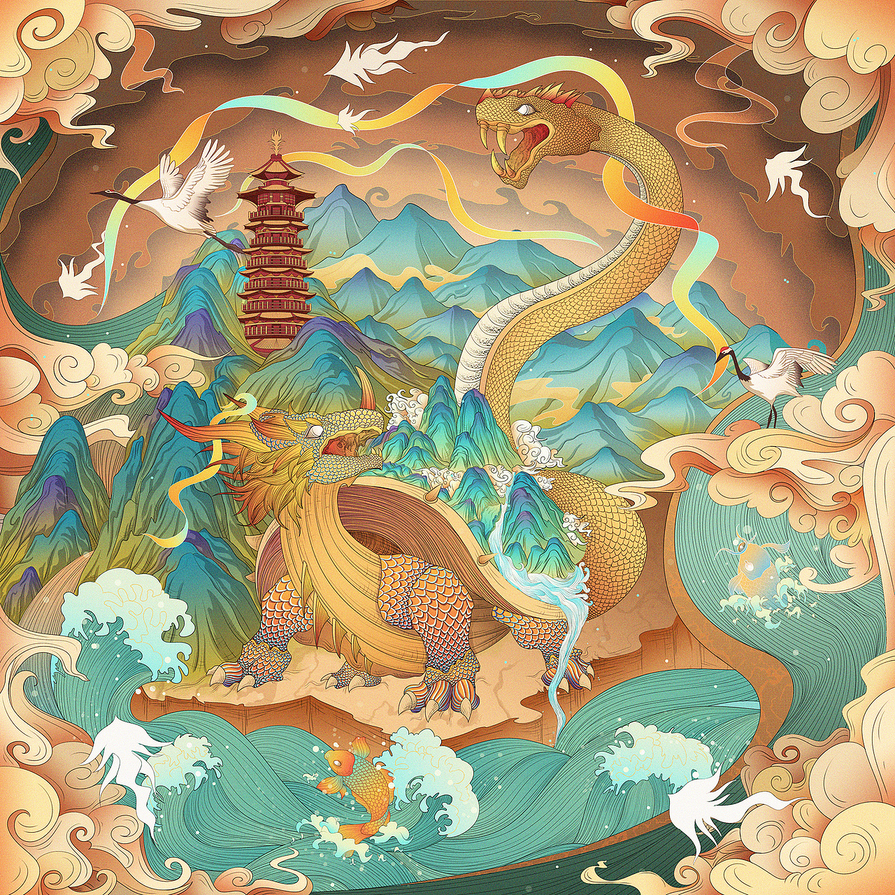 国潮神兽系列插画