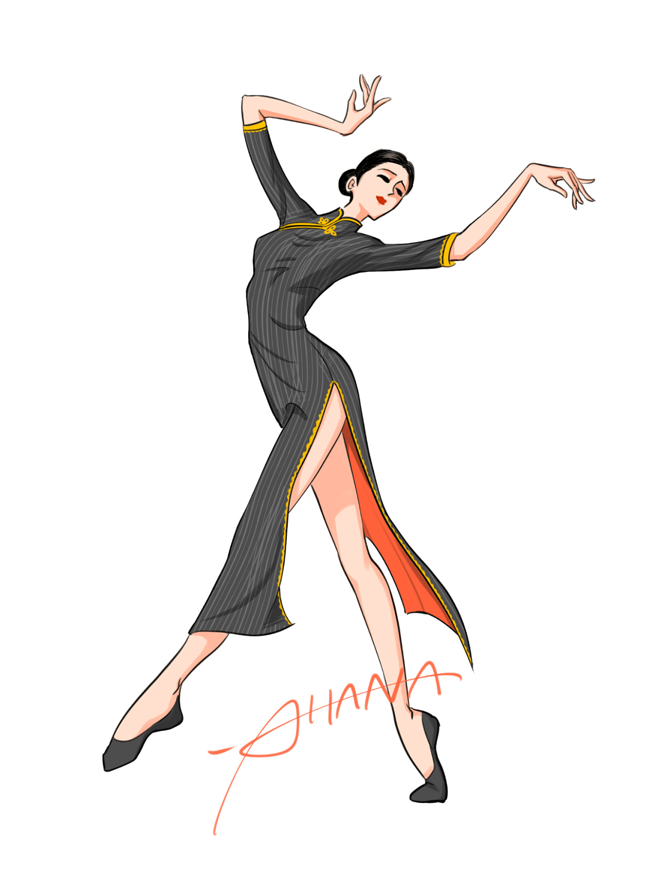 旗袍之舞|插画|创作习作|烟花乱 - 原创作品 - 站酷 (zcool)