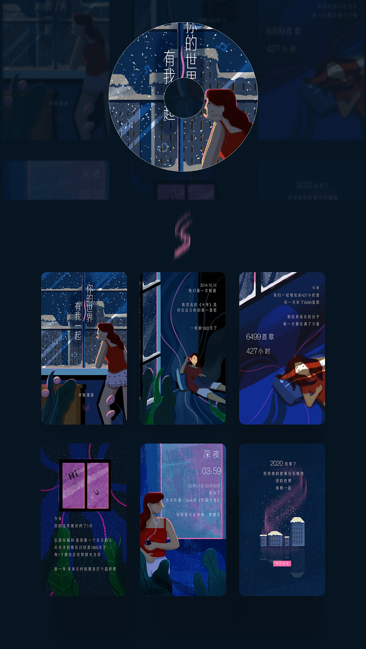 网易云音乐年度听歌报告插画练习