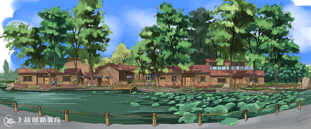 【上战手绘作品分享】曾辽老师ipad园林景观图(一)