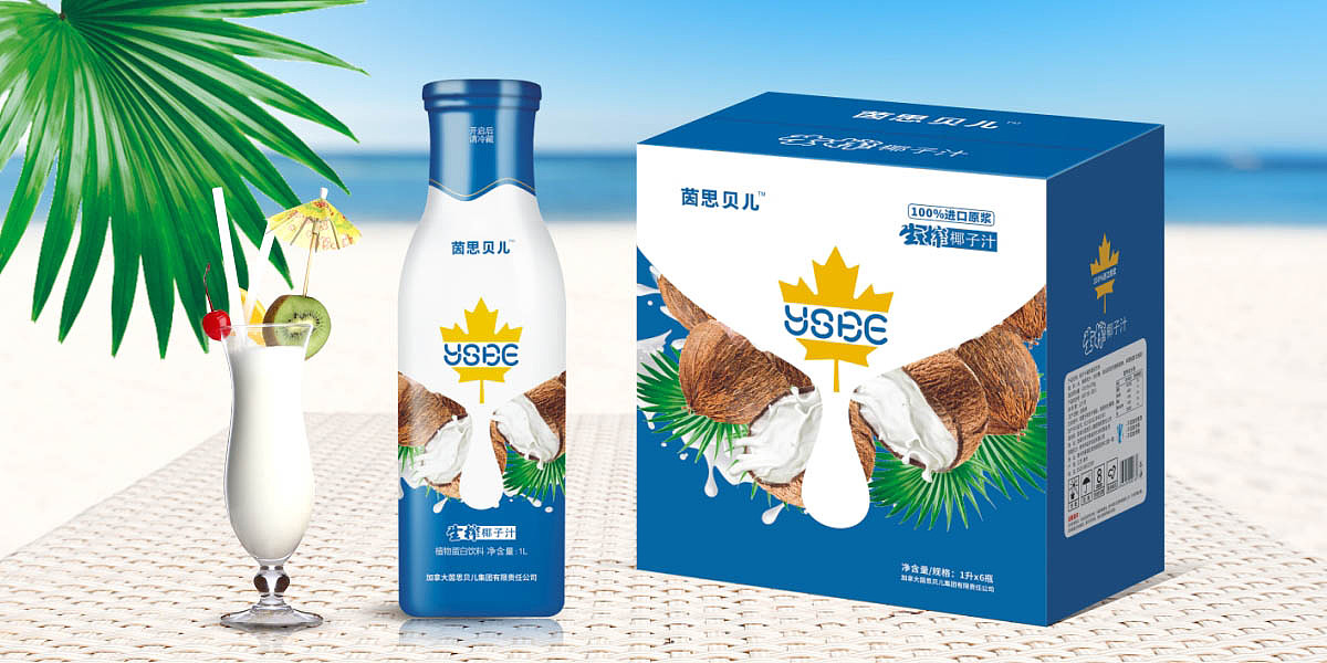 椰子汁包装设计 植物蛋白饮料包装设计 玻璃瓶装饮料包装设计 椰汁礼盒包装设计 饮料品牌包装设计