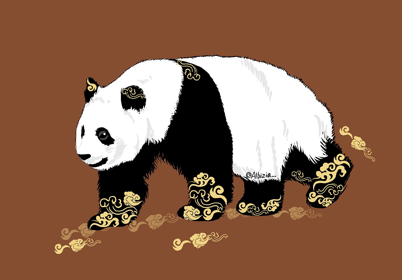 可爱的小熊猫站着笑着插画图片素材_ID:302378448-Veer图库