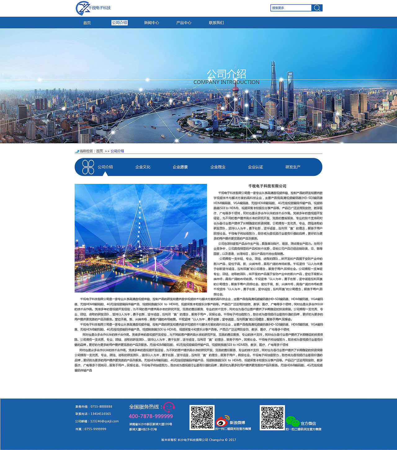 千视电子科技有限公司企业站设计