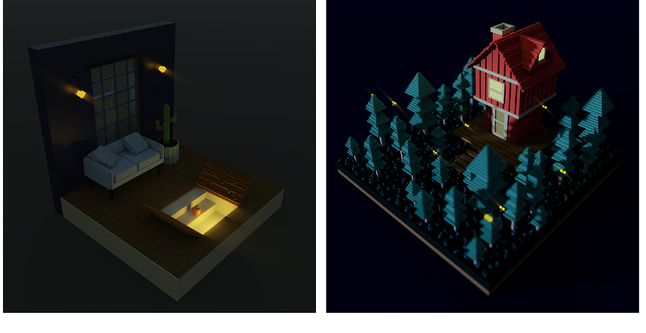 MagicaVoxel 体素作品 ——人总是习惯追逐光（图ZMjQ0MzI2OTA0） - 场景 - 站酷设计师夜夜森林原创素材 - 站酷ZCOOL