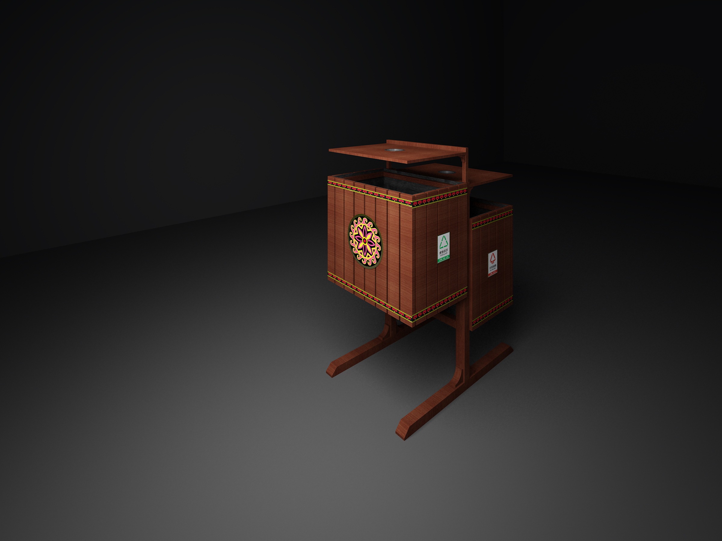 民族风情垃圾桶单体模型渲染