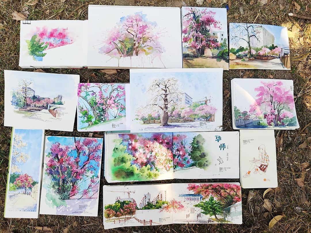 城市速写-广州-华师 画画写生（图ZMTg2NTU5MjMy） - 绘画 - 站酷设计师画画的陈一丘原创素材 - 站酷ZCOOL