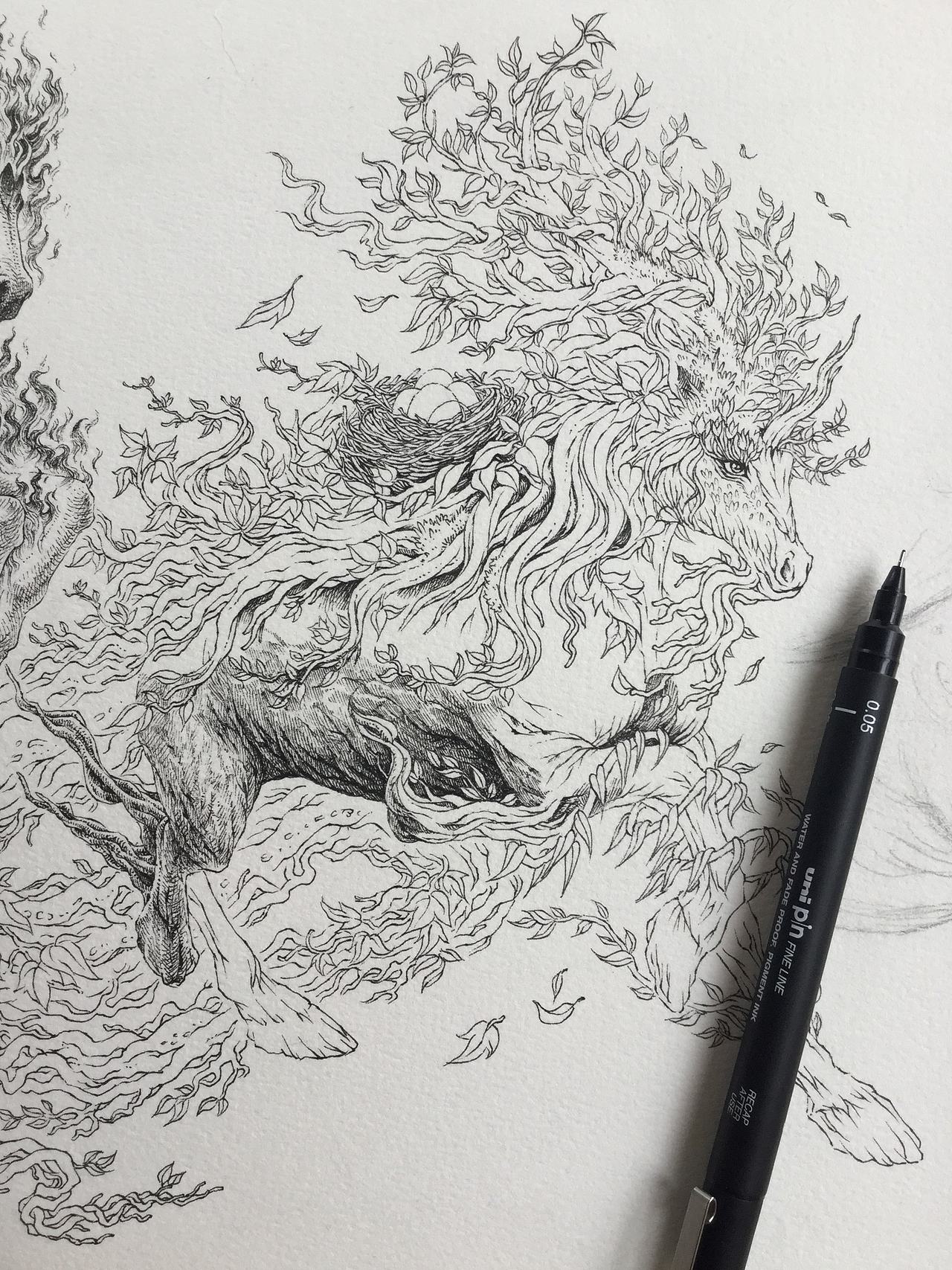 《天马行空图》傅淳强手绘作品(图ZMTE5OTM0MDky) - 绘画 - 站酷设计师傅淳强画者之旅原创素材 - 站酷ZCOOL