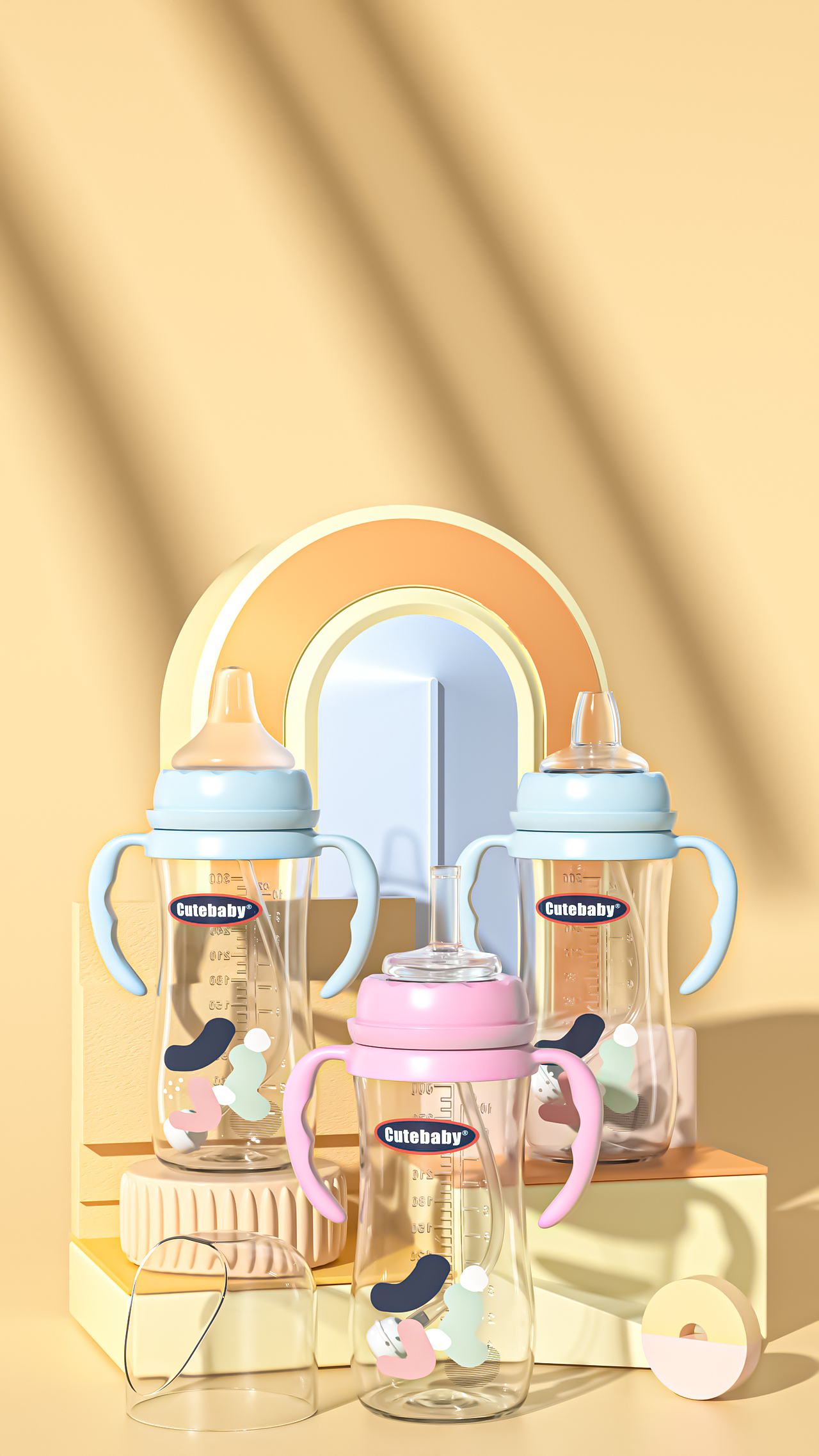 母婴奶瓶渲染分享首页详情页主图设计（图ZMjYzNTIxNzYw） - 产品 - 站酷设计师蜂设传媒原创素材 - 站酷ZCOOL