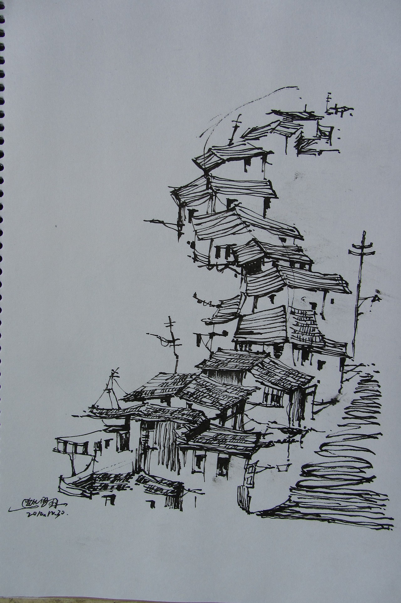 建筑风景手绘