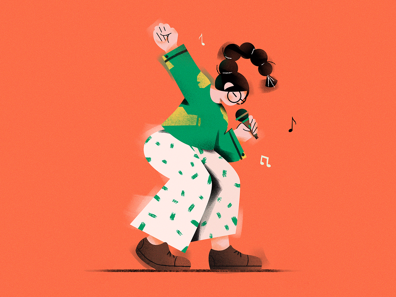 《 music girl 》 人物插画|插画|商业插画|没有肚肚的杜杜_原创作品