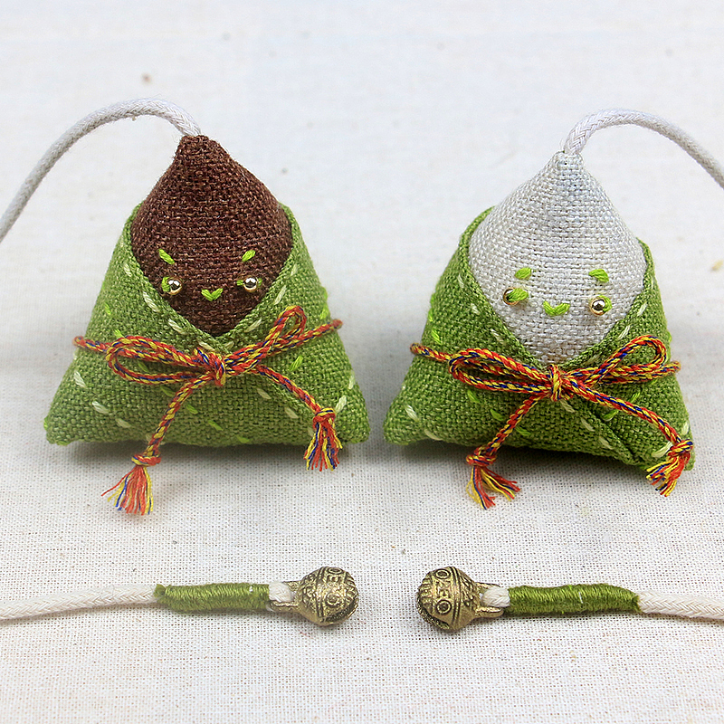 端午节飘香绿粽子刺绣材料包香囊香包袋手工礼物车挂件