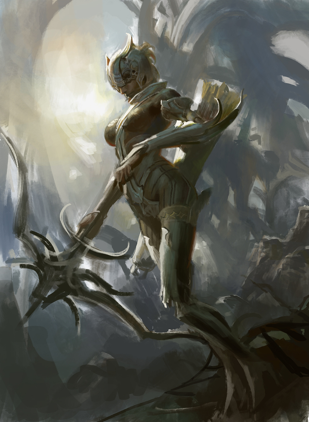 钟风华《女射手》步骤图分享（图ZMTEzNjI5NTYw） - 游戏原画 - 站酷设计师艺数绘CG原创素材 - 站酷ZCOOL