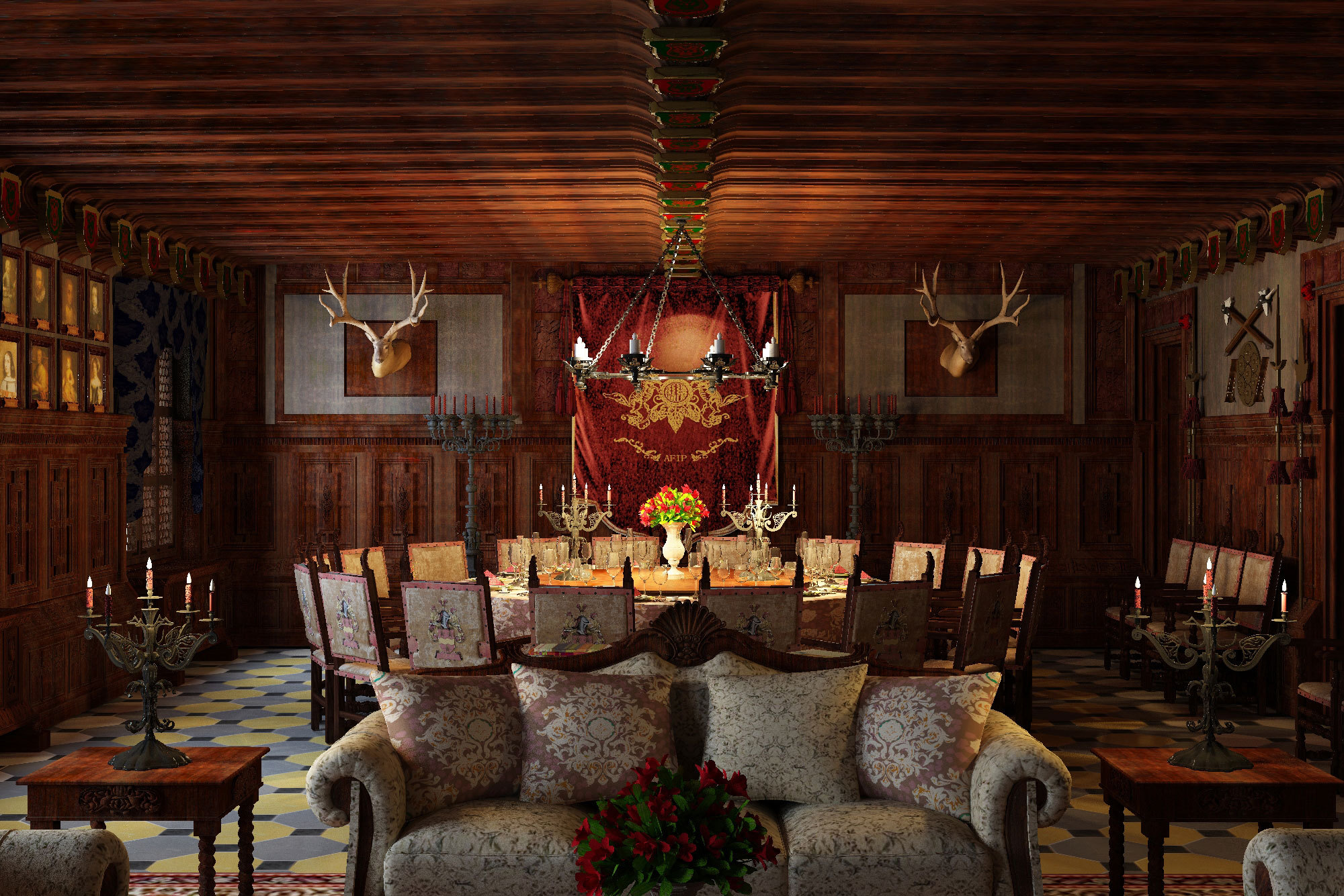 骑士包间设计——一组哥特式风格3d建模